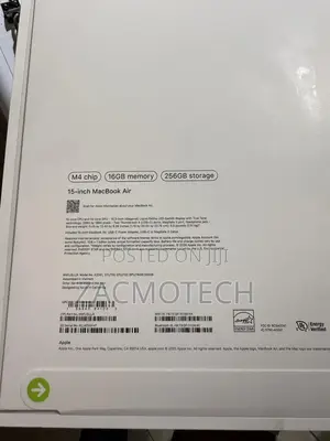 New Laptop Apple MacBook Air 2025 M4 15-Inch 16GB Apple M4 SSD 256GB