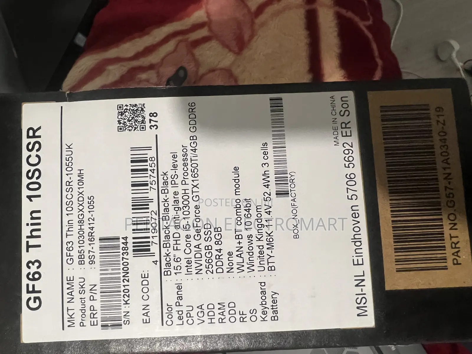 Laptop MSI GF63 8GB Intel Core I5 SSD 256GB