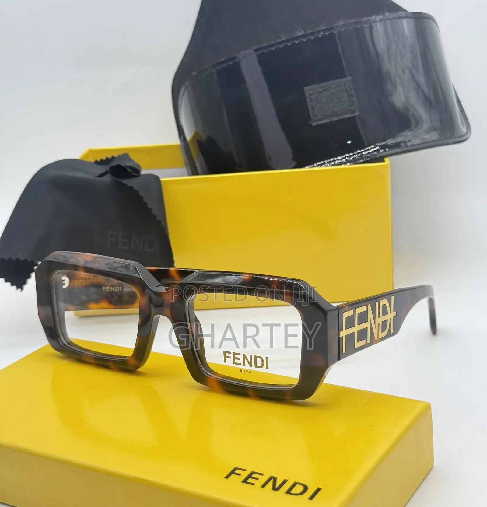 Fendi Luxury Square Frame Glasses Available in Plain Dark