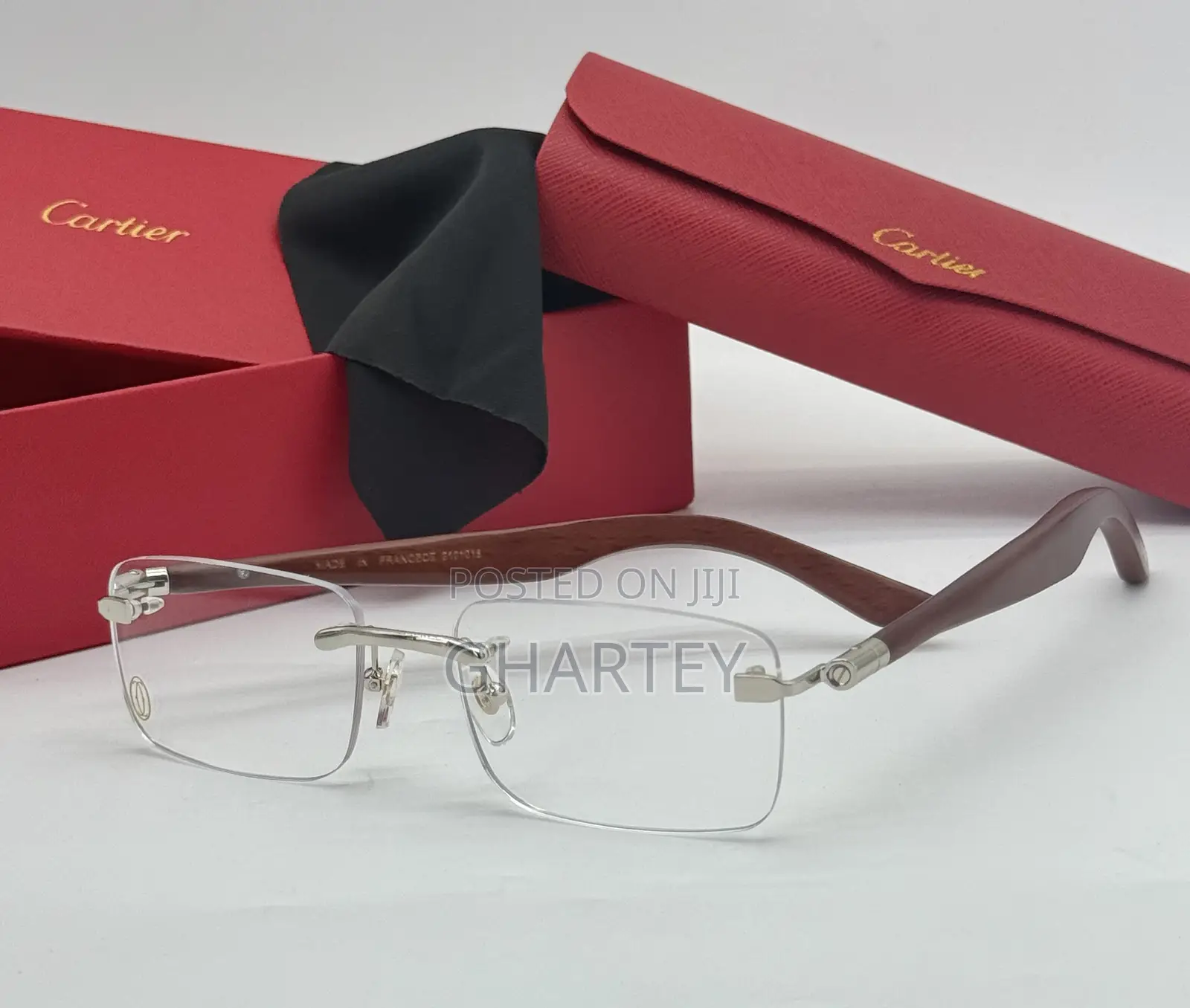 Cartier Luxury Rimless Rectangle Glasses