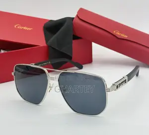 Cartier Male Sunglasses Protective Metal Gold With Grey