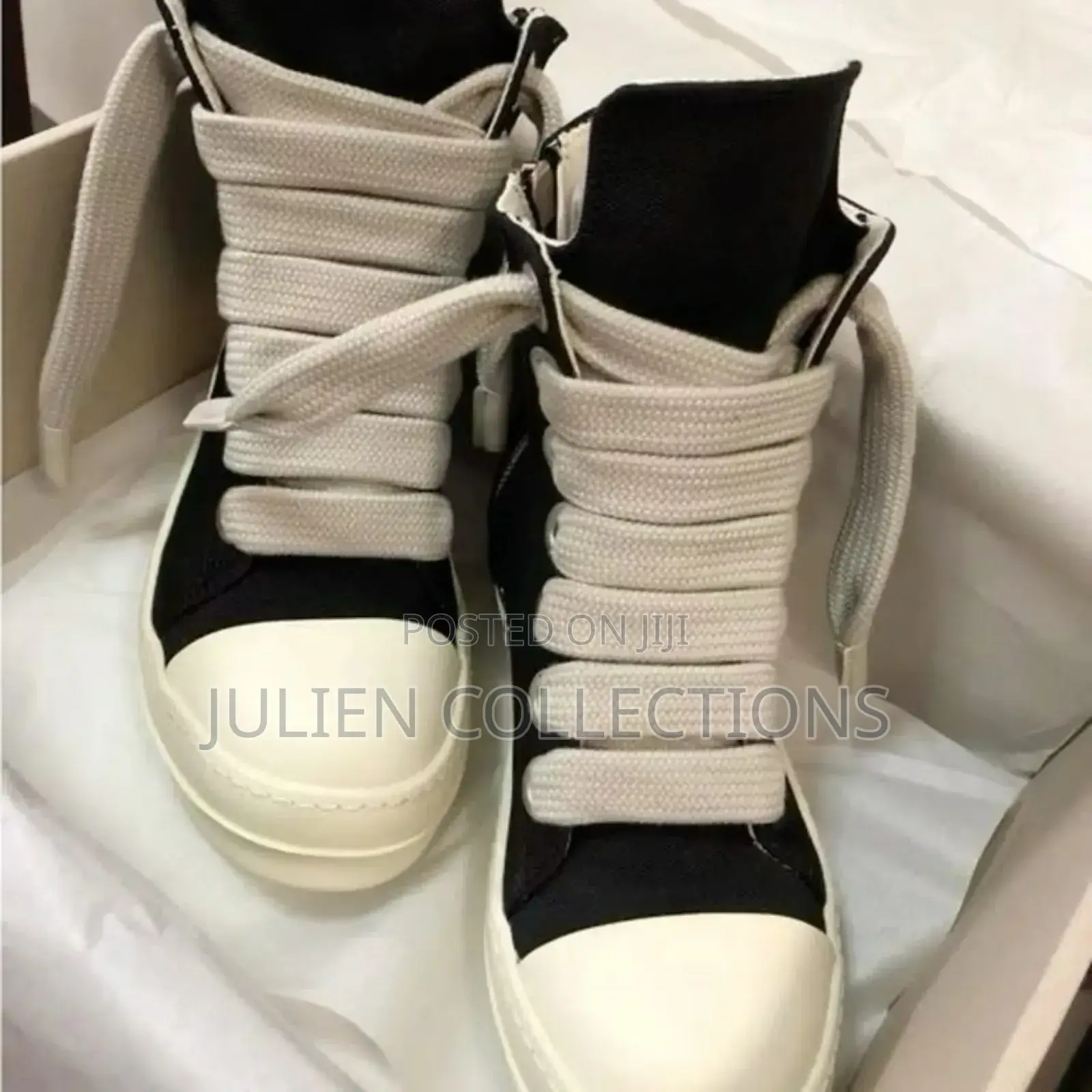 Rick Owens Black Leather Long and Cream