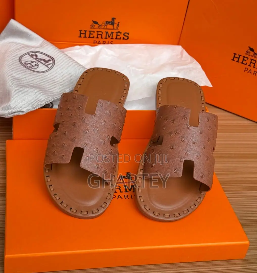 Hermes Leather Unique Stiches Designed Slippers