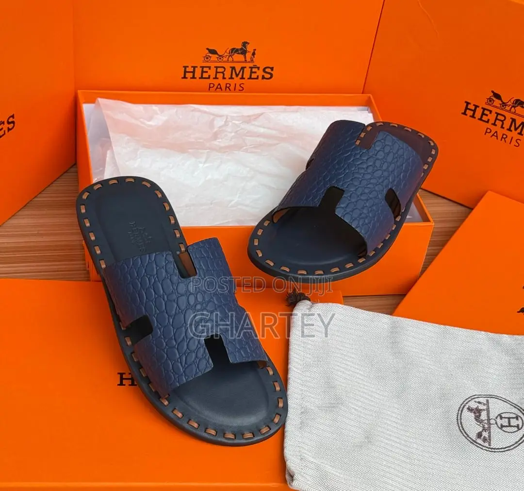 Hermes Leather Unique Stiches Designed Slippers