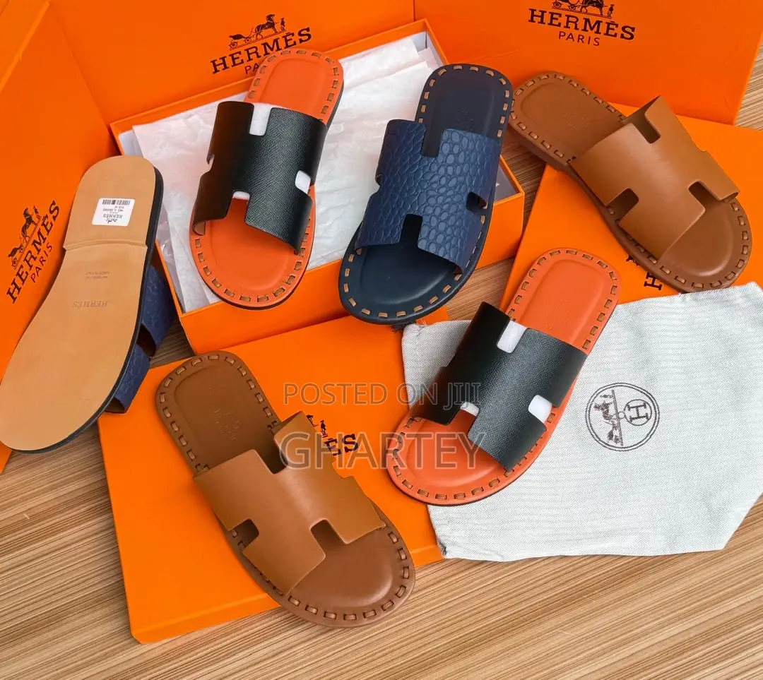 Hermes Leather Unique Stiches Designed Slippers