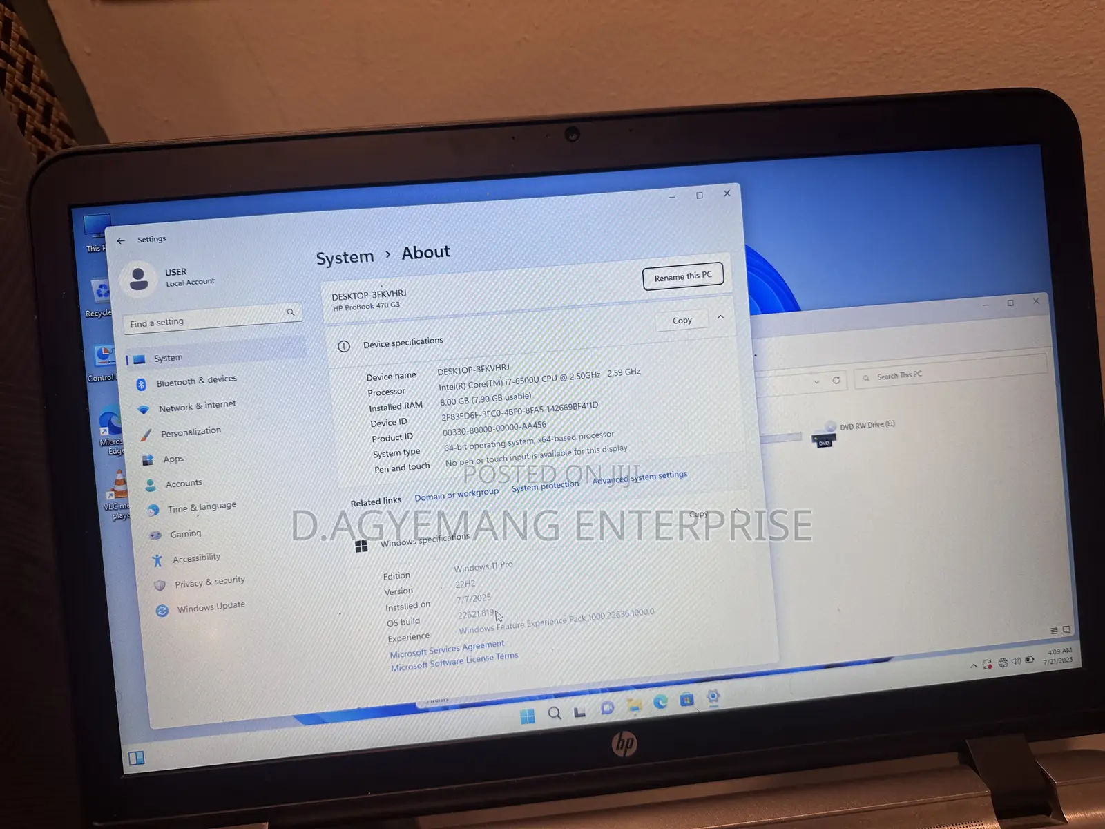 Laptop HP ProBook 470 G3 8GB Intel Core I7 HDD 250GB