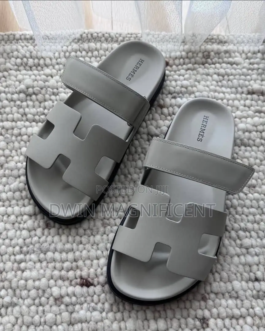 Hermès Grey H Slide Sandals – Effortless Luxury