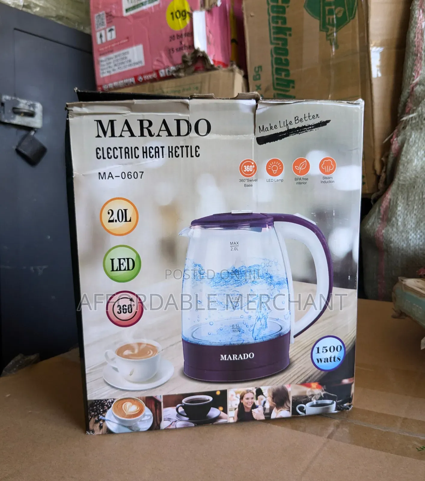 2 Litre Quality Glass Marado Electric Kettle