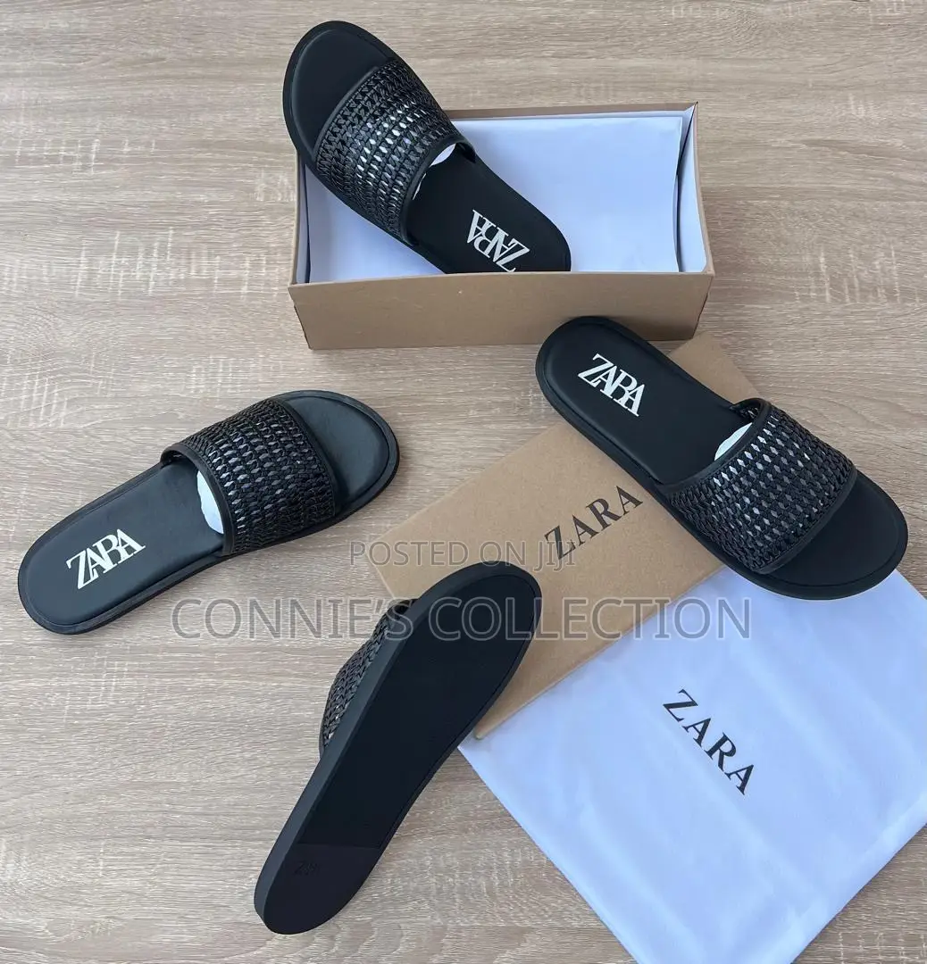 Zara Slippers Black and Brown