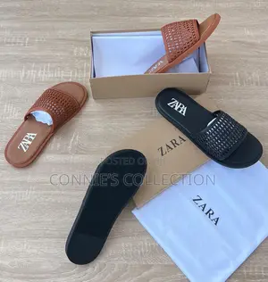 Zara Slippers Black and Brown