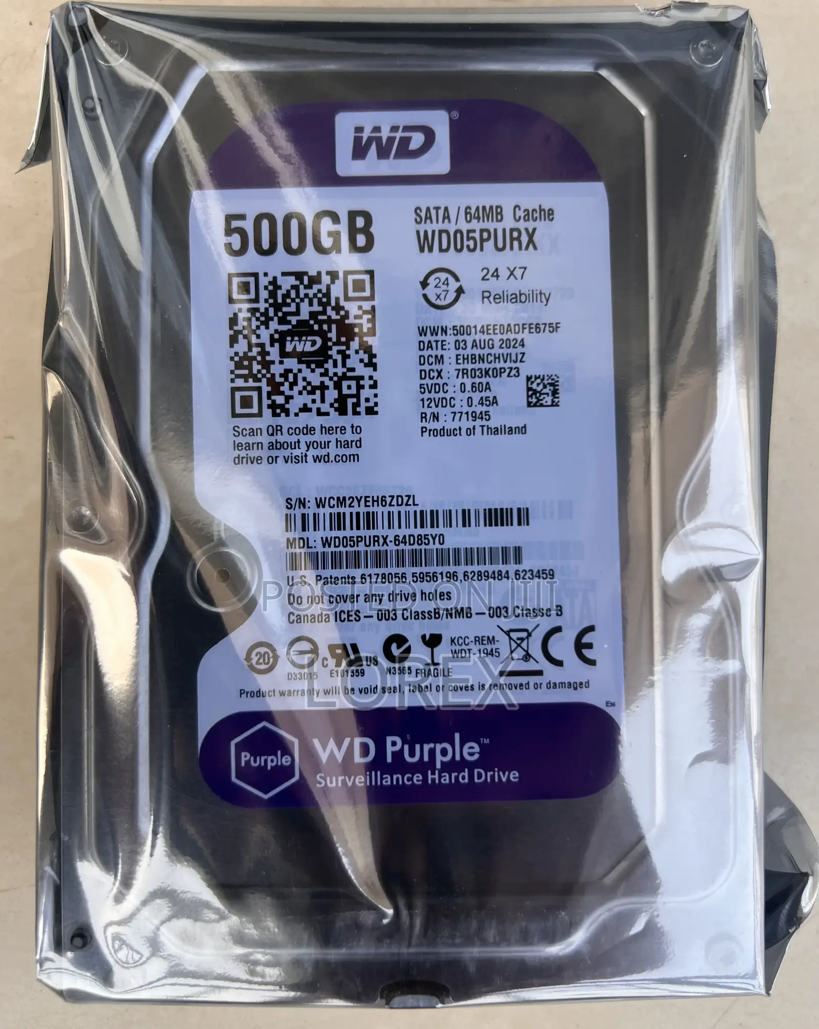 Wd 500gb Surveillance Hard Drive (Hdd)