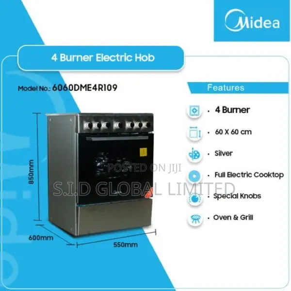 Midea 60 X 60 Cm 4 Burners Full Electric Cooker