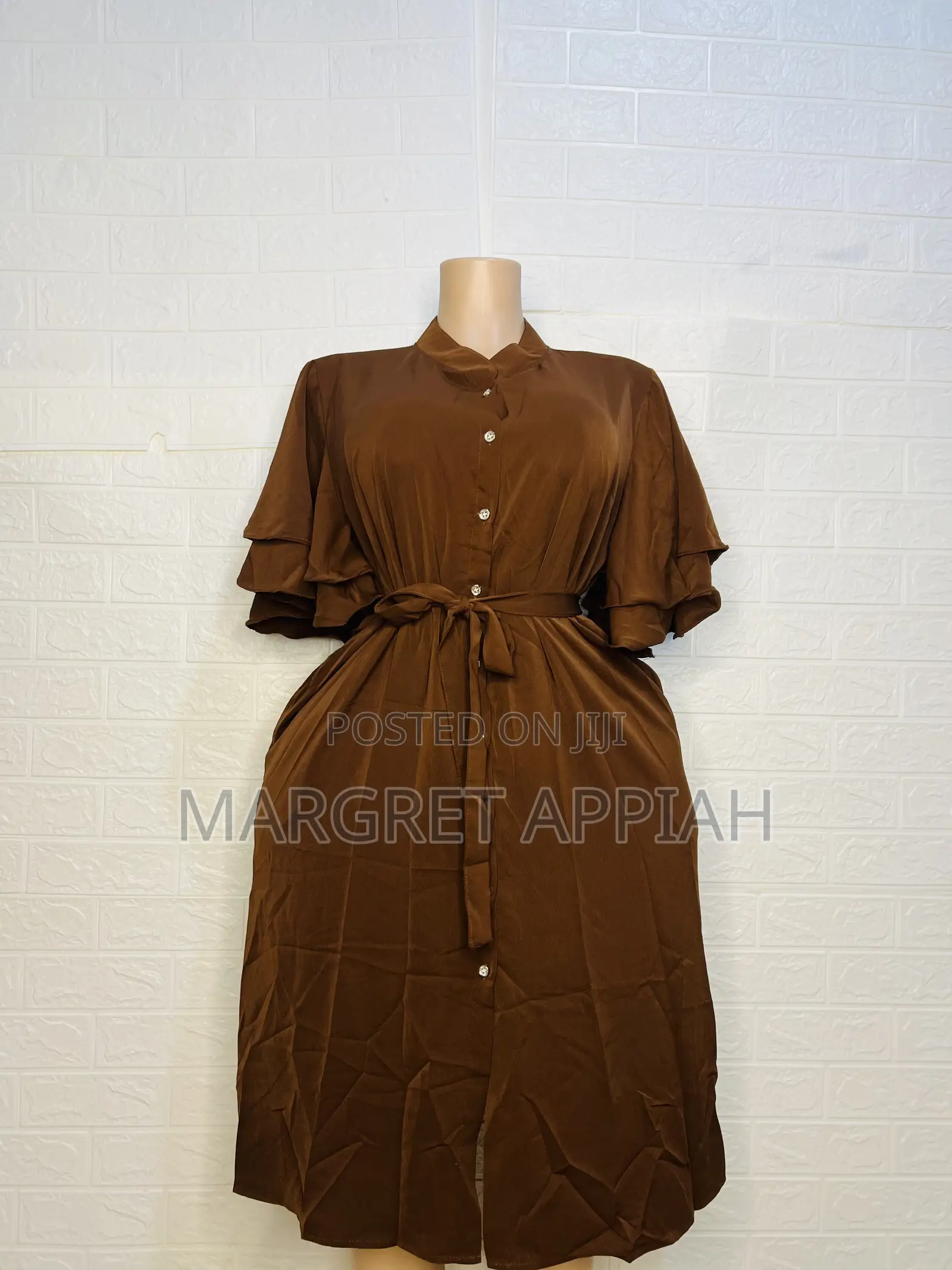 Ruffled Sleeve Shirt Dress