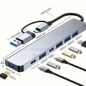7in1 Multi Ports Usb Type C Hub Splitter Adapter Expansion