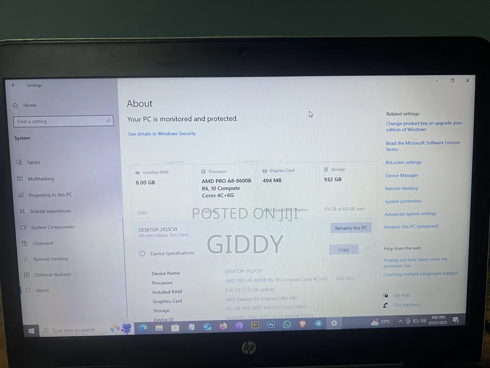 Laptop HP EliteBook 840 G6 8GB AMD HDD 1T