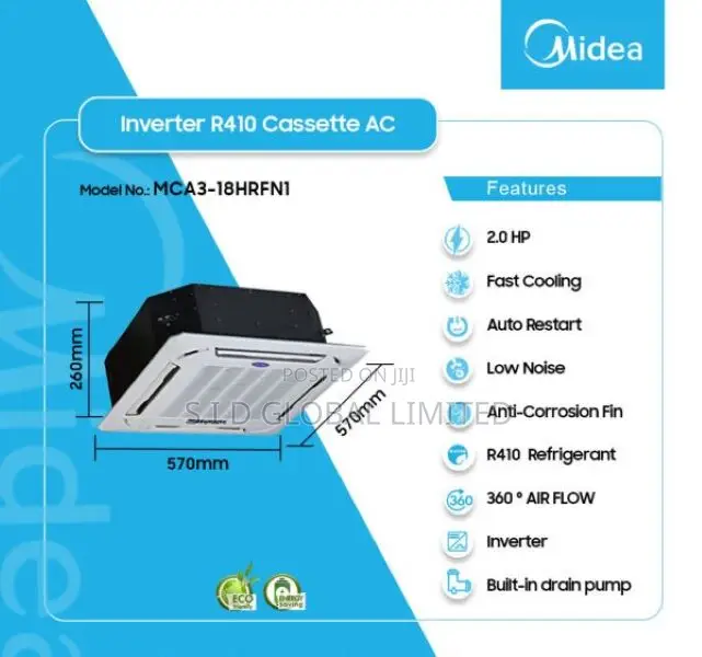 Midea 2.0hp Anti Cold Air Function R410 Gas Inverter