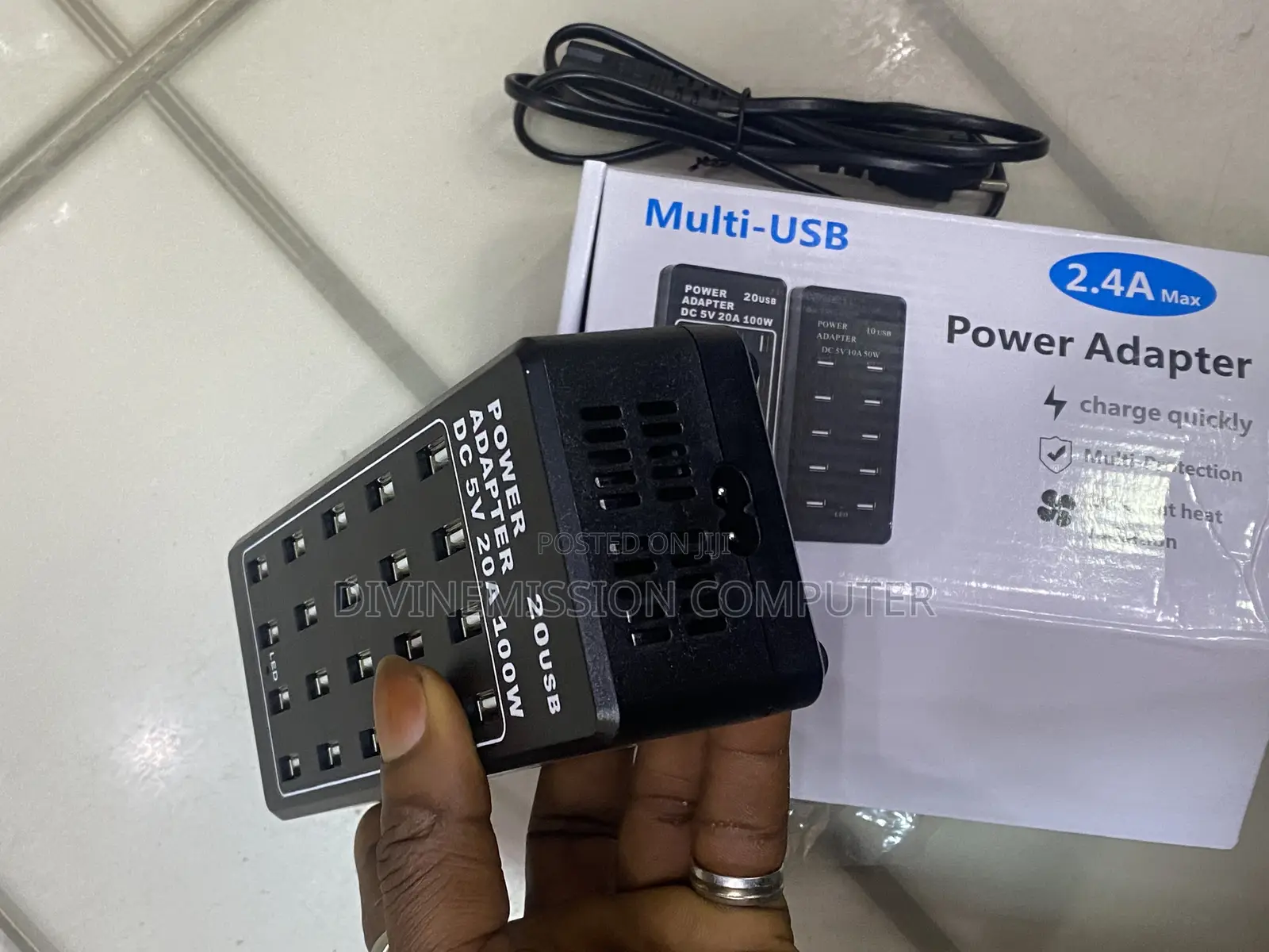 Multi-Usb 2.4a Power Adapter, Charge Quickly. 20 Usb 5v,100w