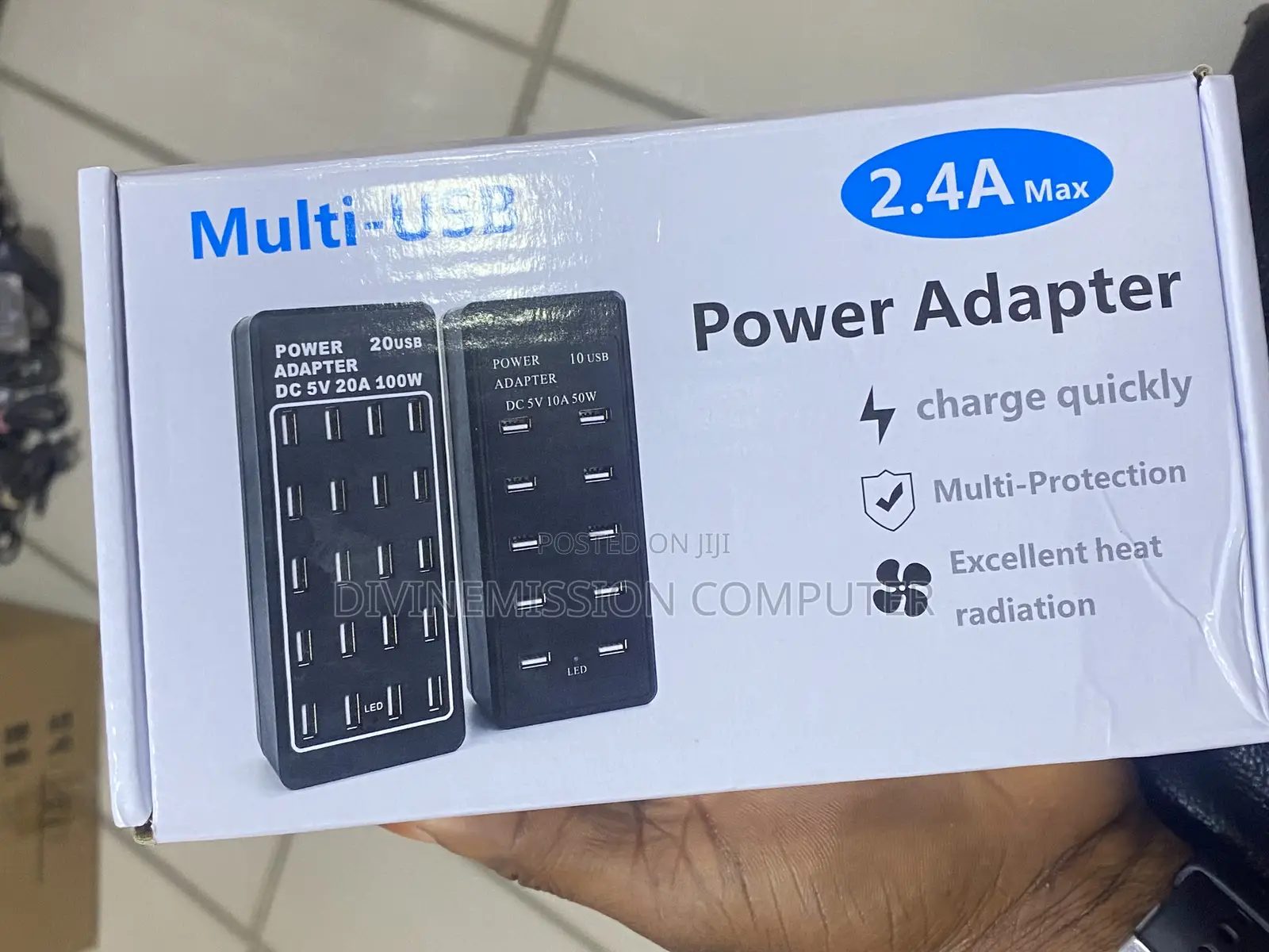 Multi-Usb 2.4a Power Adapter, Charge Quickly. 20 Usb 5v,100w