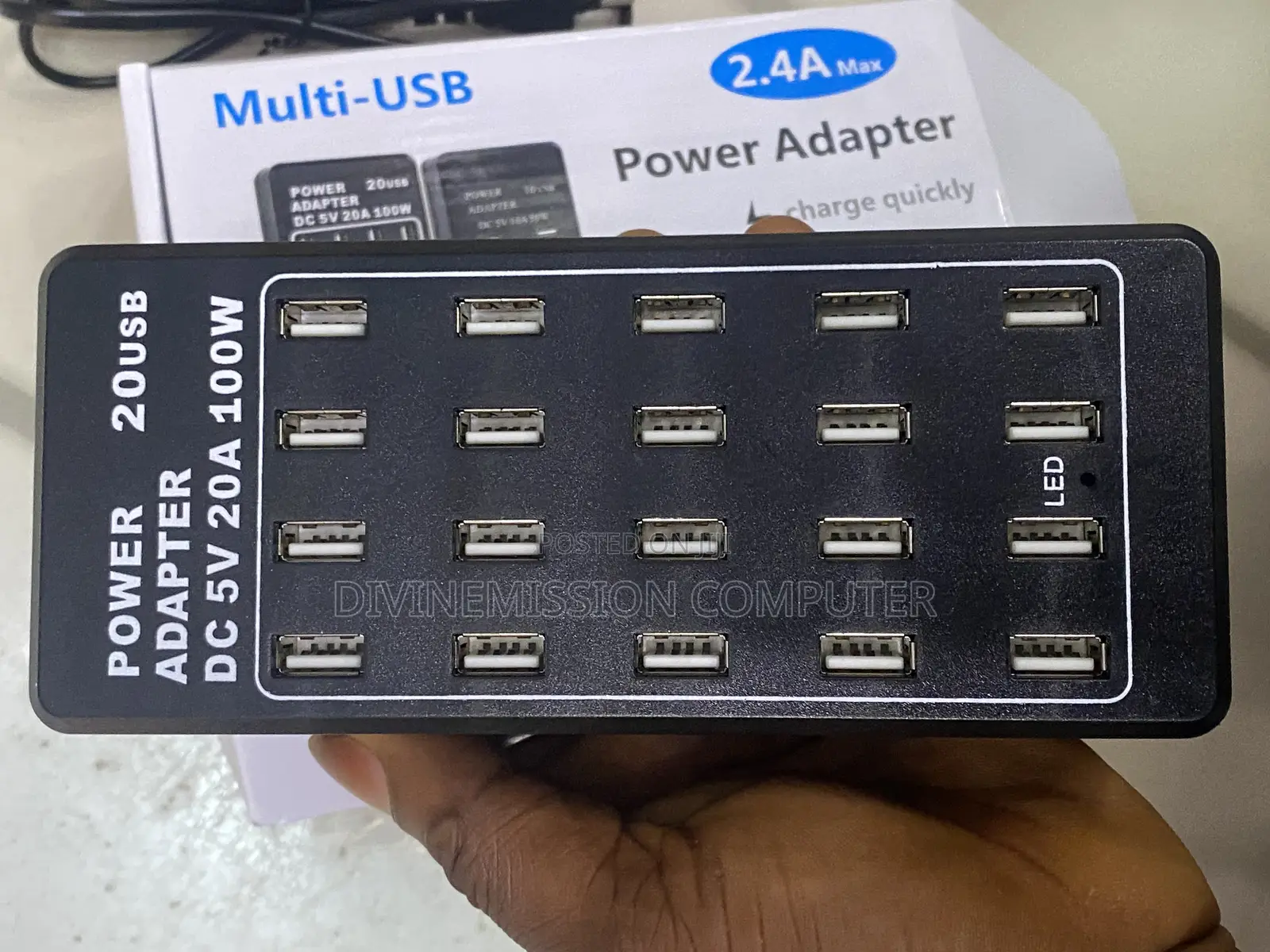 Multi-Usb 2.4a Power Adapter, Charge Quickly. 20 Usb 5v,100w