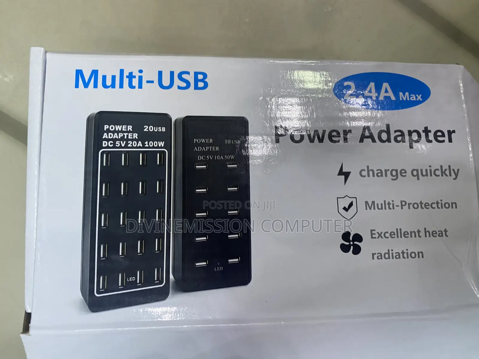 Multi-Usb 2.4a Power Adapter, Charge Quickly. 20 Usb 5v,100w