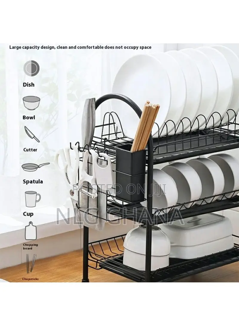 3 Tiers Kitchen Dish Rack Multifunctional Drainer. Tvx26753