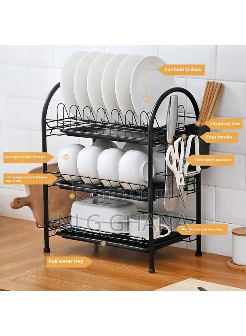 3 Tiers Kitchen Dish Rack Multifunctional Drainer. Tvx26753