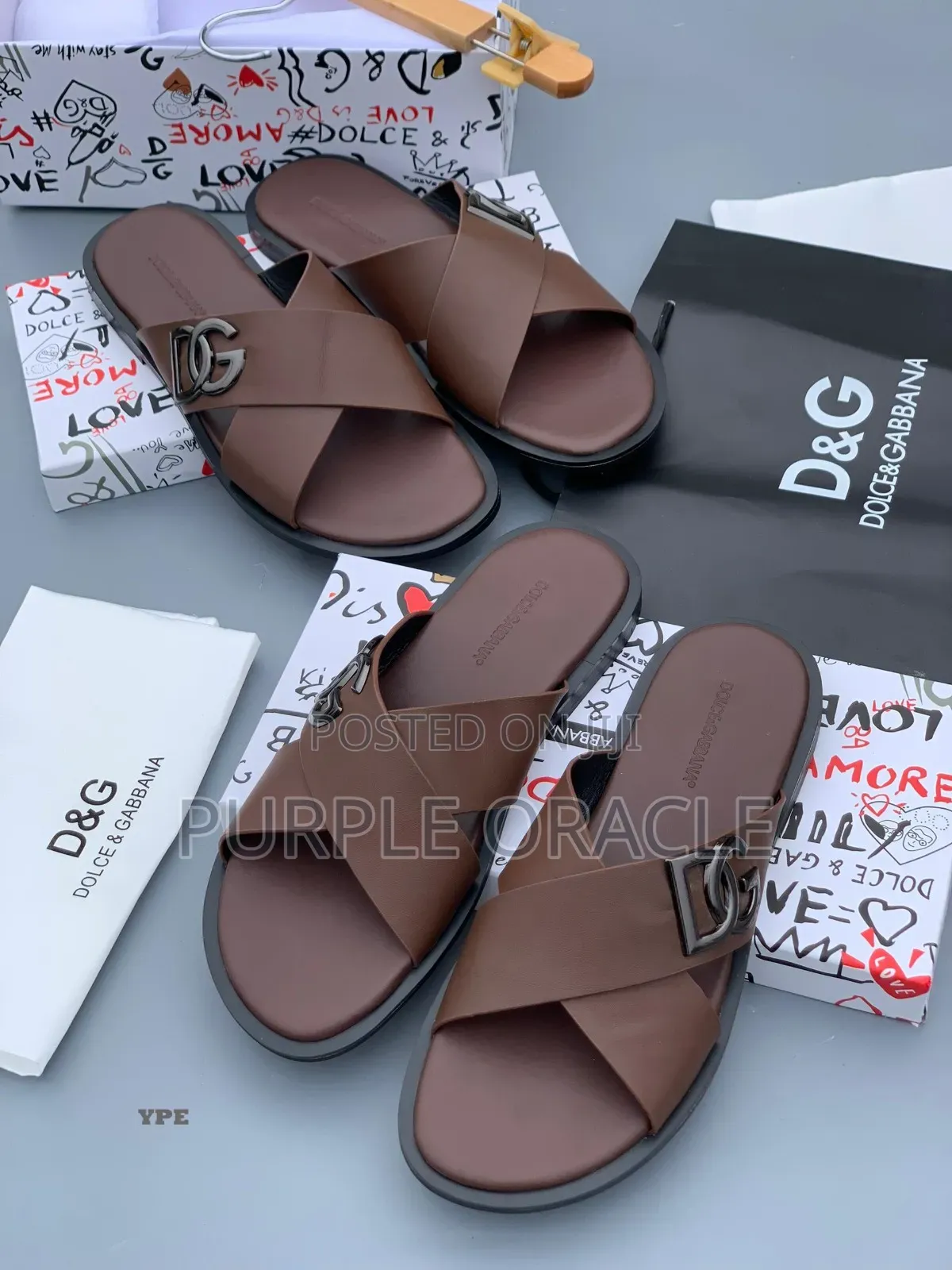 Dolce Gabbana Men's Brown Cross-Strap Sandals