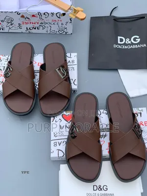 Dolce Gabbana Men's Brown Cross-Strap Sandals