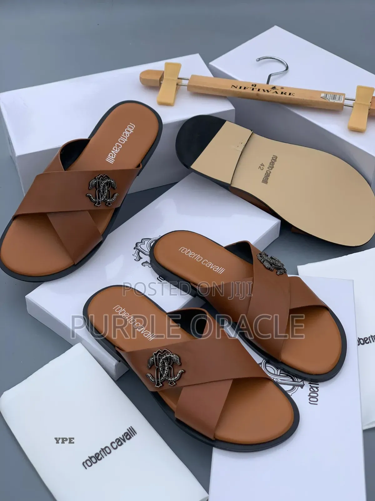Roberto Cavalli Men's Leather Slides