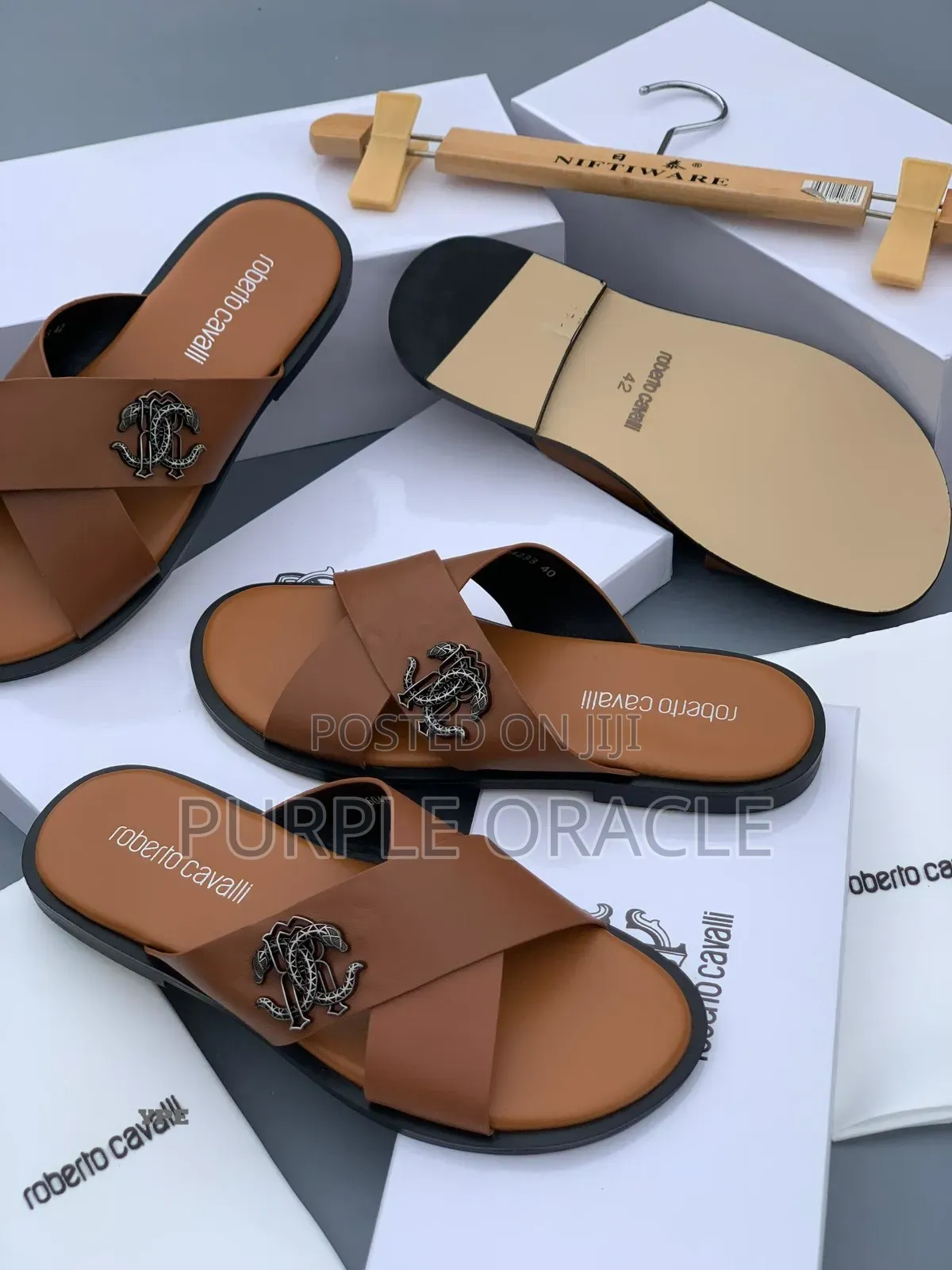 Roberto Cavalli Men's Leather Slides