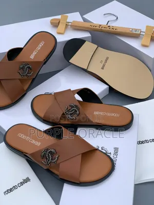 Roberto Cavalli Men's Leather Slides