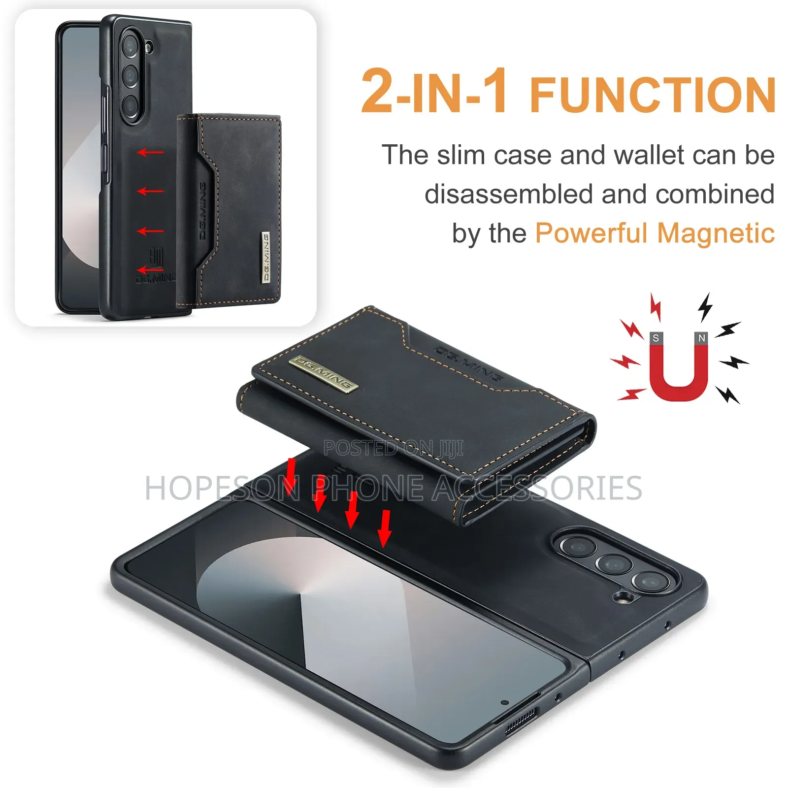Samsung Z Fold Leather Case With Detachable Magnetic Wallet