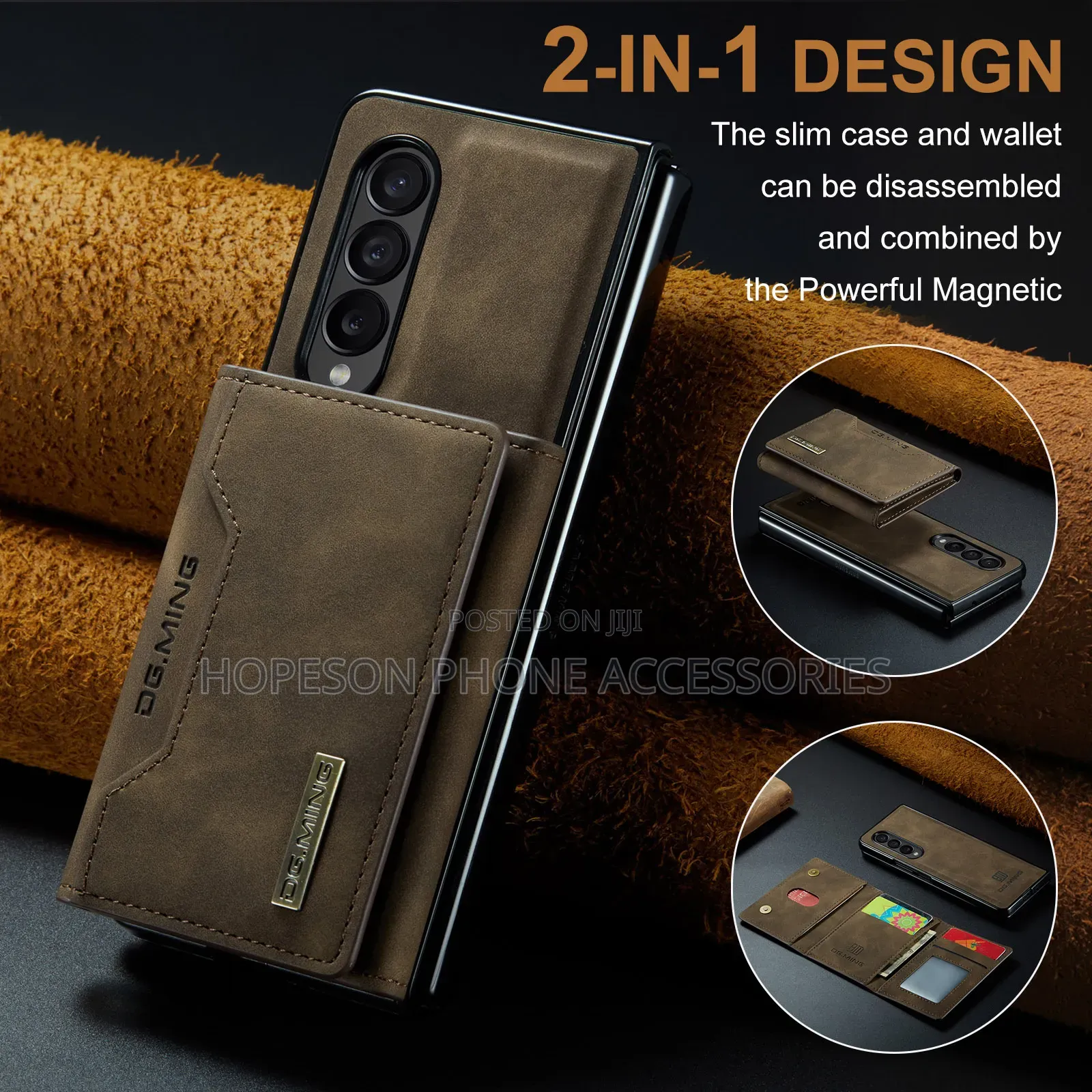 Samsung Z Fold Leather Case With Detachable Magnetic Wallet