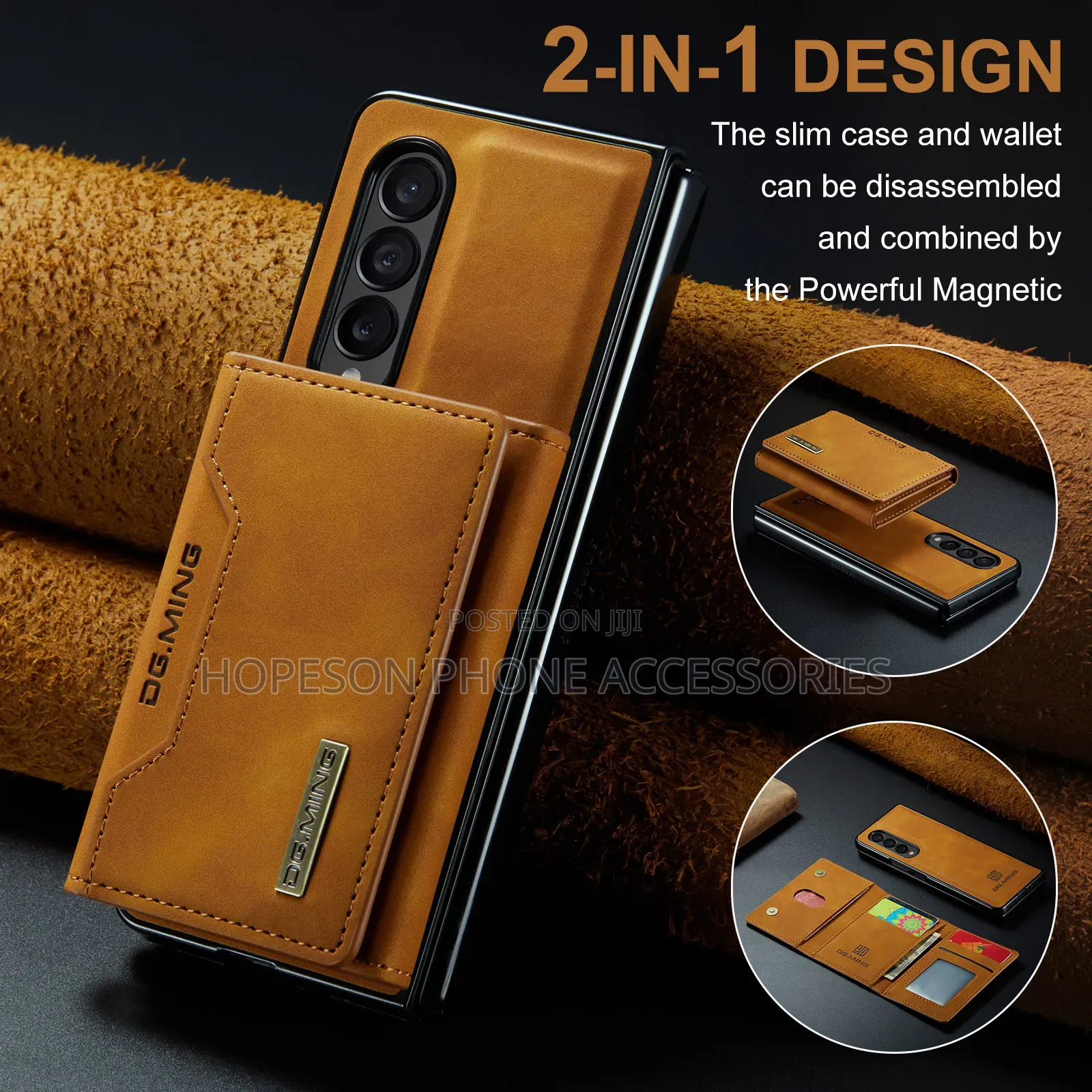 Samsung Z Fold Leather Case With Detachable Magnetic Wallet