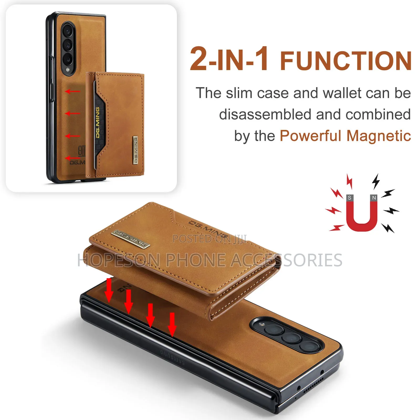 Samsung Z Fold Leather Case With Detachable Magnetic Wallet
