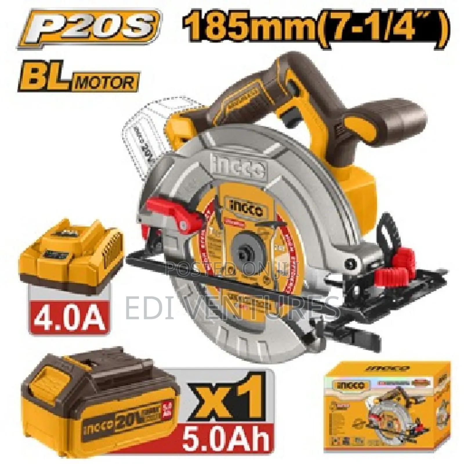 Ingco 7 1⁄4 Inches Cordless Circular Saw Csli18513