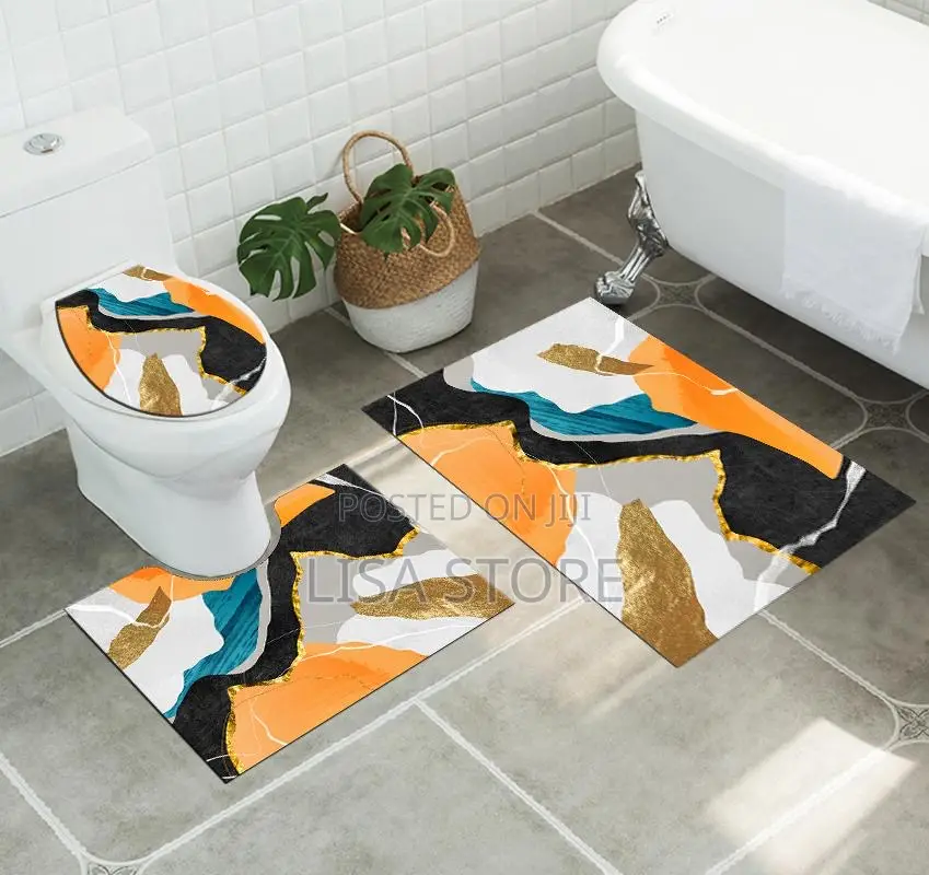 3 Pieces Luxurious Toilet Mat Set