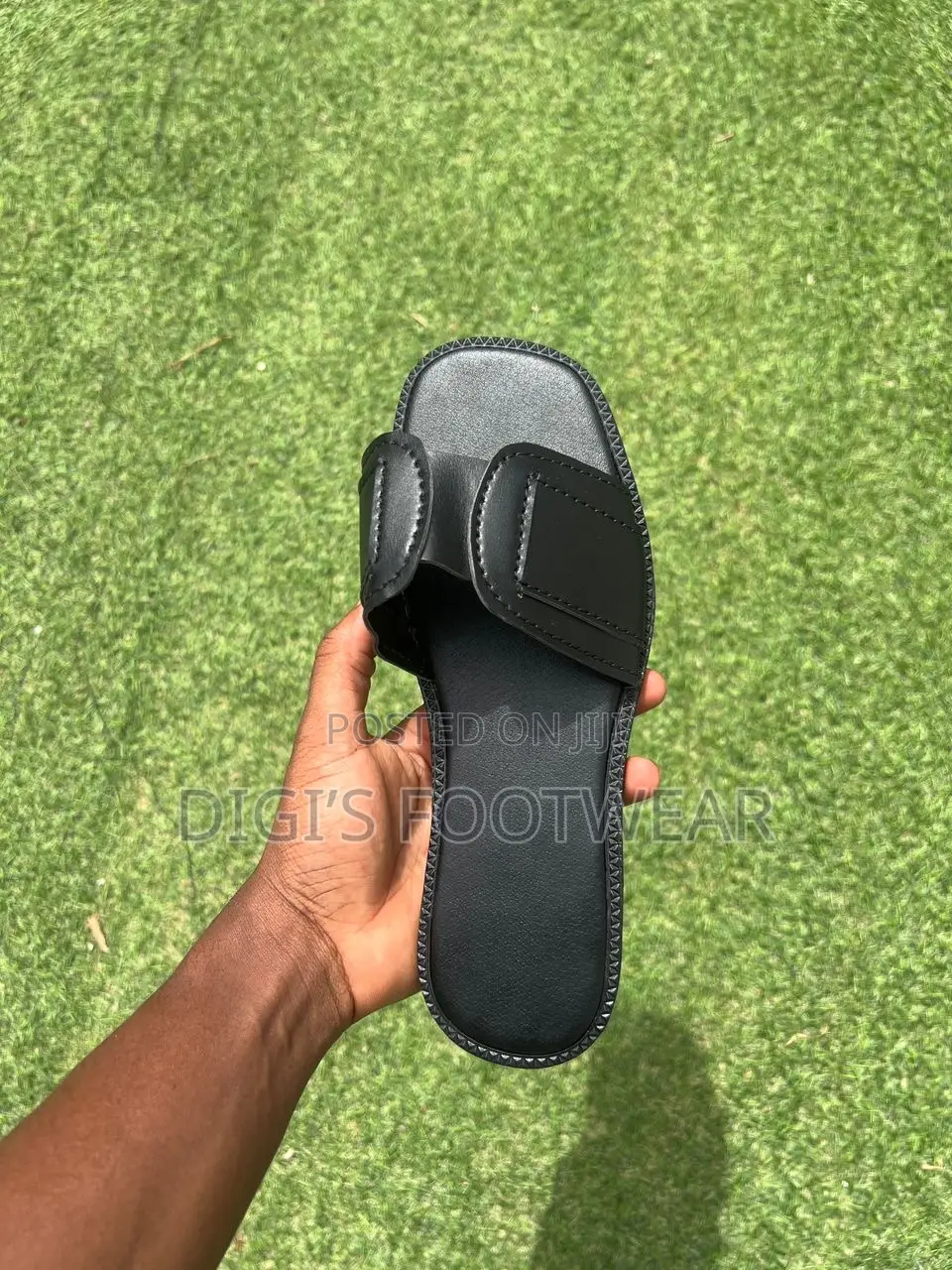 Black Leather Adiepena Ladies Slippers