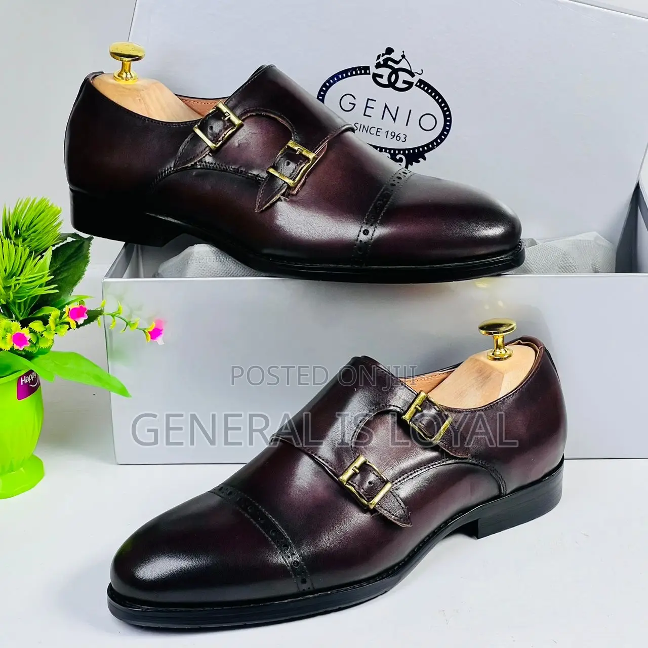 Geno Monk Strap Dark Coffee Brown Shoe