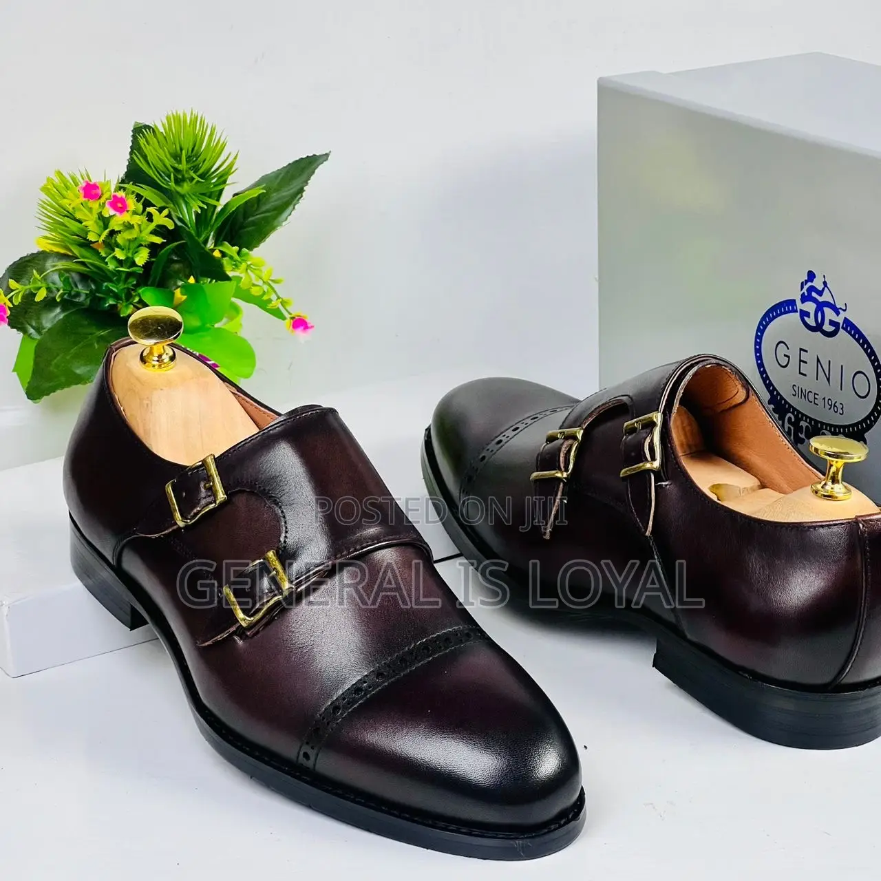 Geno Monk Strap Dark Coffee Brown Shoe