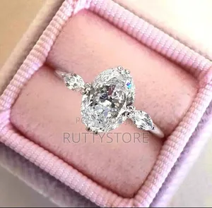 Photo - Shiny White Zircon Oval Promise Ring (Free Case)
