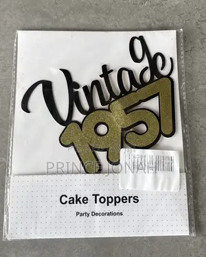 Sotpot 66th Cake Topper Black Gold Glitter Vintage 1957