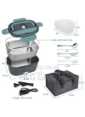 Heated Stainless Steel Lunch Box Food Warmer Set. Tvx11724