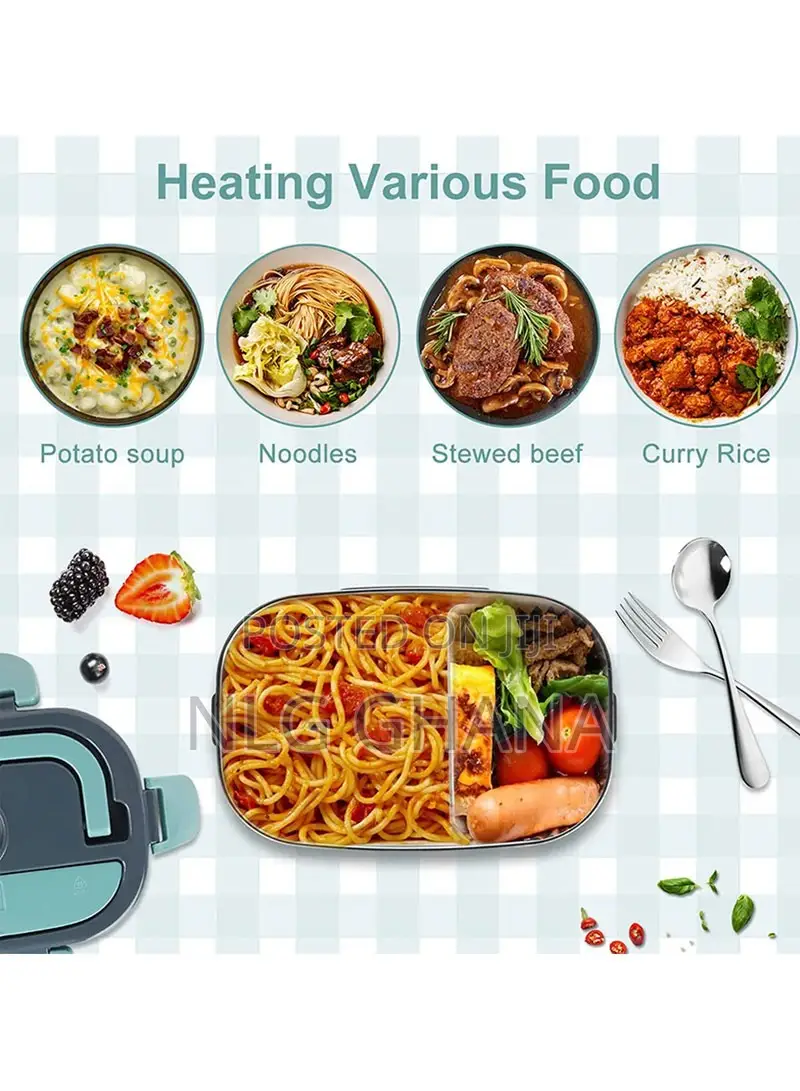 Heated Stainless Steel Lunch Box Food Warmer Set. Tvx11724