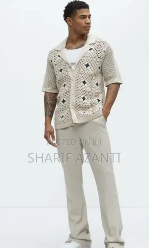 La Quinta Crochet Short Sleeve Cuban Collar Shirt