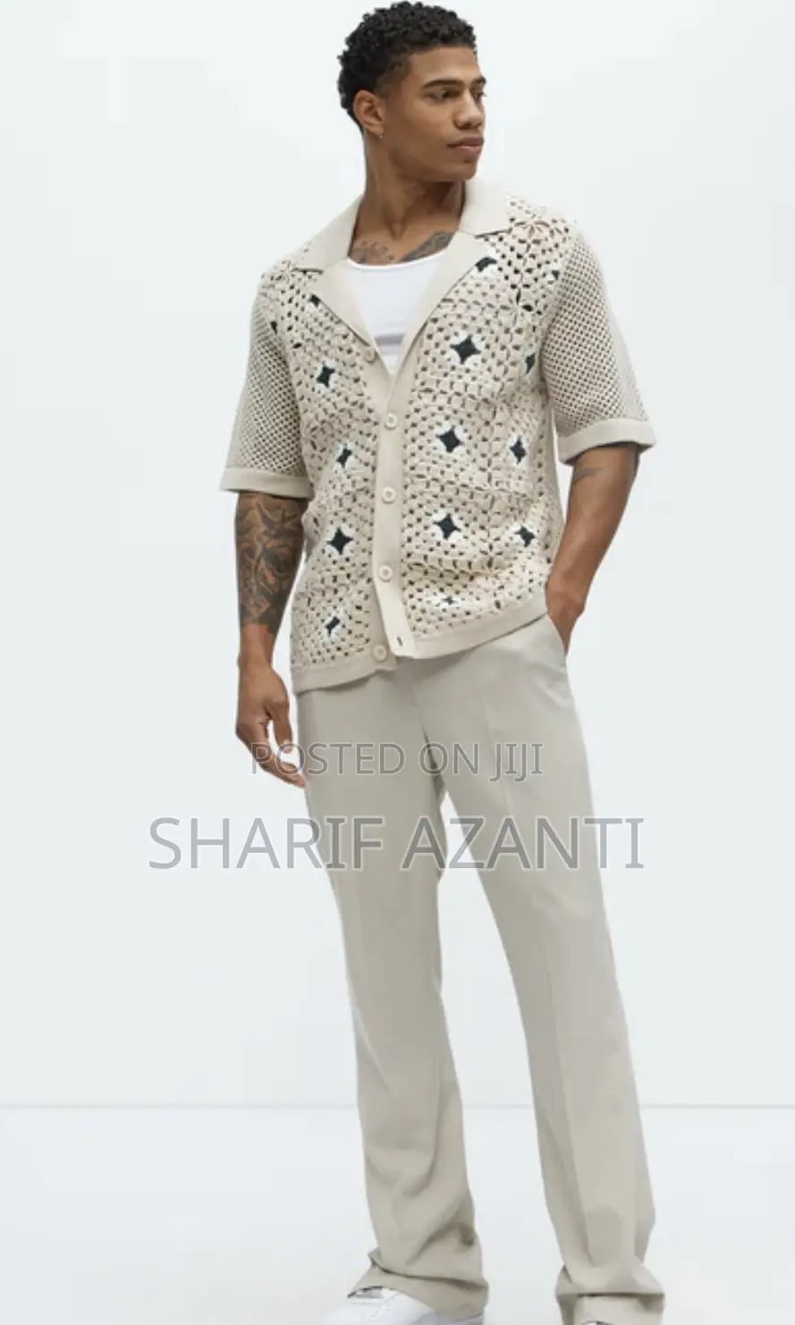 La Quinta Crochet Short Sleeve Cuban Collar Shirt