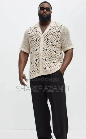 La Quinta Crochet Short Sleeve Cuban Collar Shirt