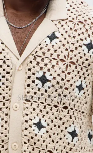 La Quinta Crochet Short Sleeve Cuban Collar Shirt