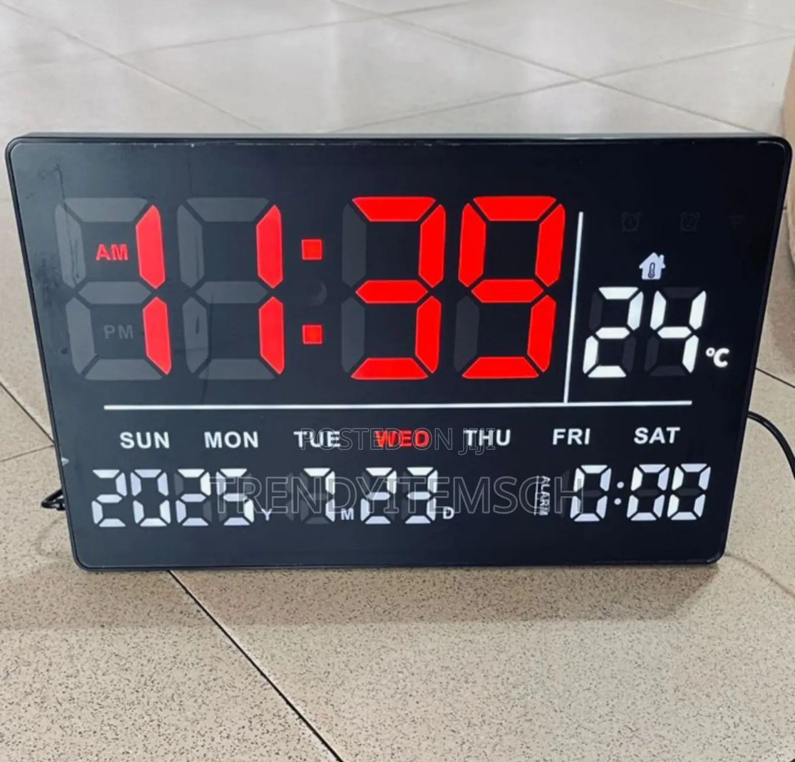 Digital Wall Alarm Clock (Size 8”X12”)