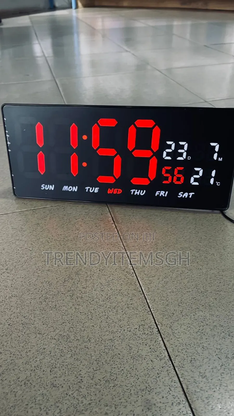 6”X14” Digital Wall Clock Calendar Alarm Temperature